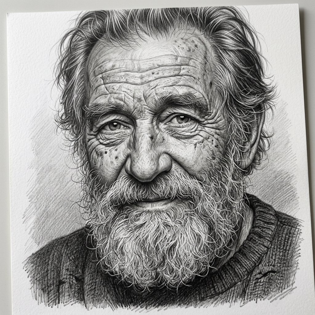 Portrait au crayon graphite d'un homme par Sweet'Art
